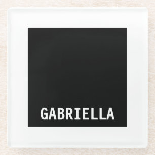 Professional minimalist custom name black white glass coaster