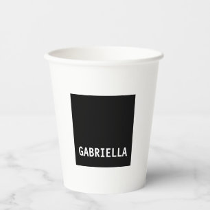Professional minimalist custom name black white paper cups