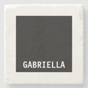 Professional minimalist custom name black white stone coaster