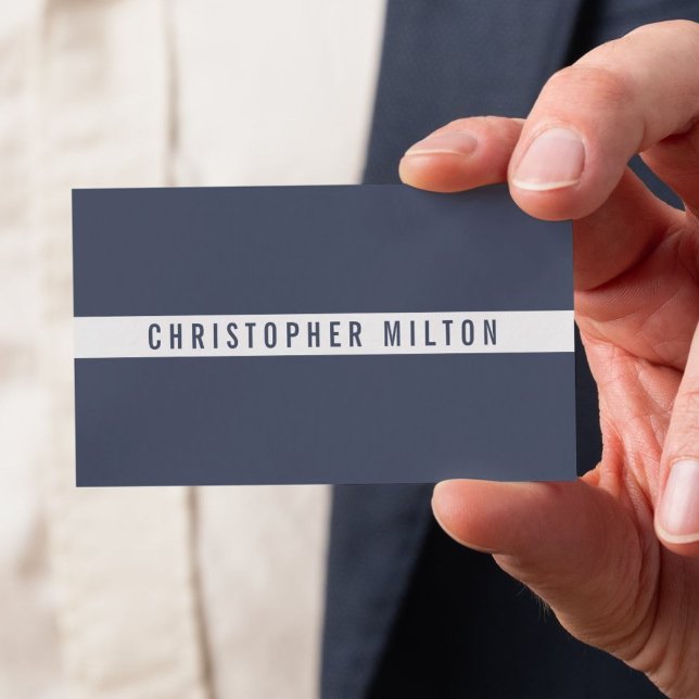 Professional Minimalist Dark Blue White Consultant Business Card (Creator Uploaded)