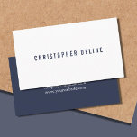 Professional Minimalist Dark Blue White Consultant Business Card<br><div class="desc">Simple customisable business card template. Elegant and cool design. Perfect for any professionals.</div>