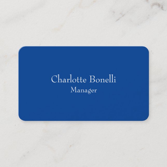Professional Minimalist Deep Blue White Business Card (Front)
