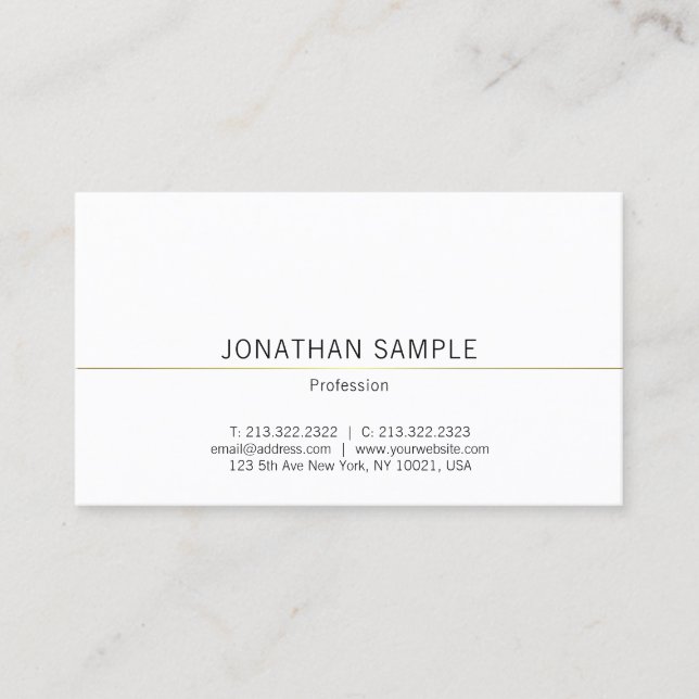 Professional Minimalist Design Gold Plain Luxury Business Card (Front)
