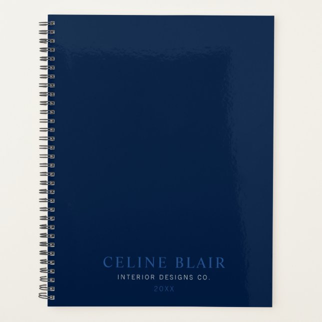 Professional Minimalist Elegant Navy Blue  Planner (Front)