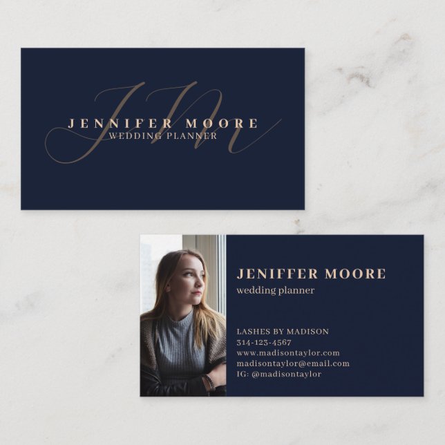 Professional Minimalist Elegant Plain Script Business Card (Front/Back)