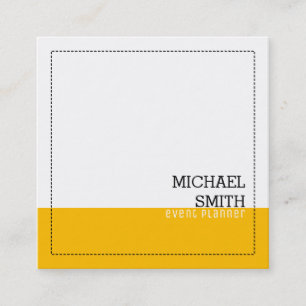 Professional Minimalist Elegant White and Amber Square Business Card