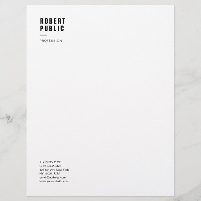 Professional Minimalist Elegant White Template Custom Letterhead (Front)