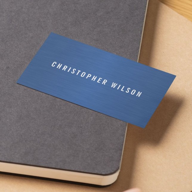 Professional Minimalist Faux Blue Metal Consultant Business Card (Creator Uploaded)