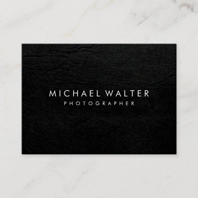 Professional Minimalist Faux Leather Business Card (Front)