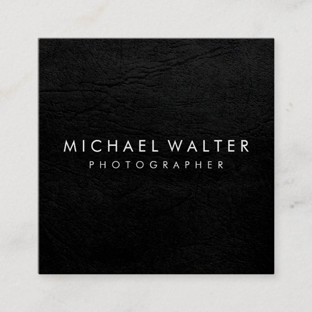 Professional Minimalist Faux Leather Square Business Card (Front)