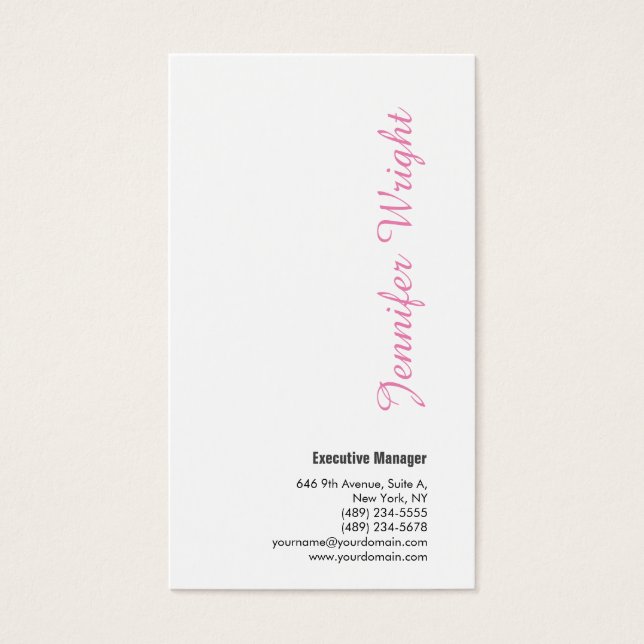 Professional minimalist feminine pink profile card (Front)