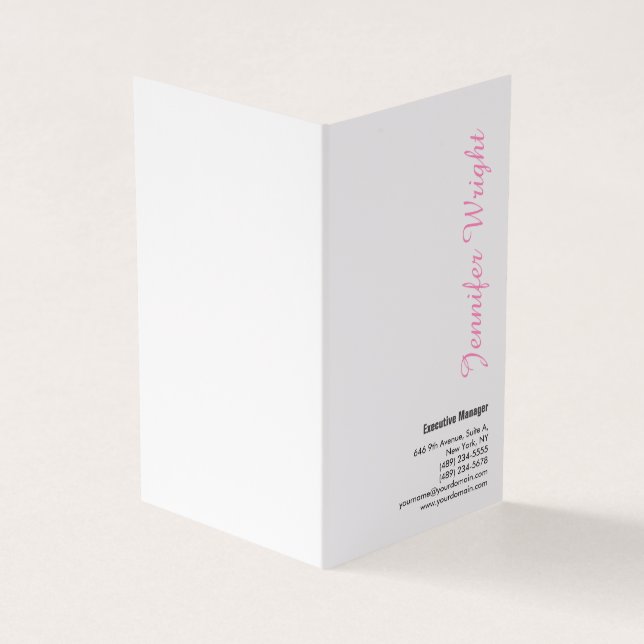 Professional minimalist feminine plain elegant business card (Outside)