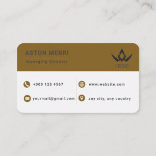 Professional Minimalist Gold and White Digital Business Card