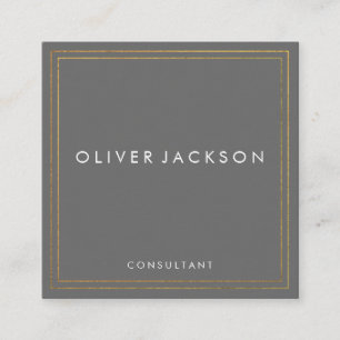 Professional Minimalist Gold Border Square Business Card
