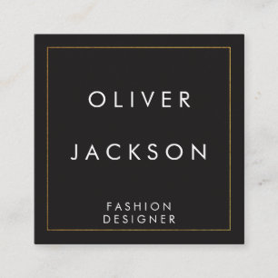 Professional Minimalist Gold Border Square Business Card