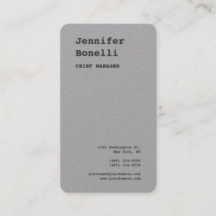 Professional Minimalist Grey Classical Plain Business Card