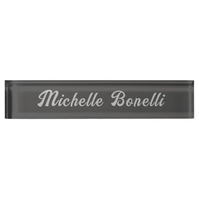 Professional Minimalist Grey Modern Calligraphy Nameplate (Front)