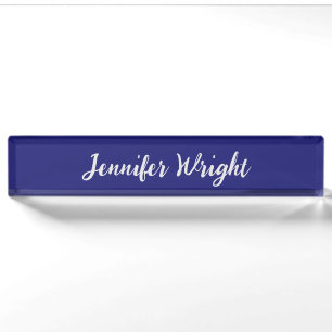 Professional minimalist handwriting blue nameplate