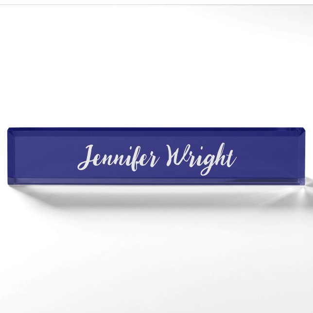 Professional minimalist handwriting blue nameplate (Front)