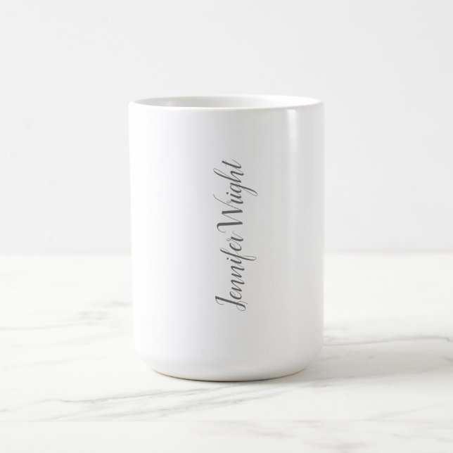 Professional minimalist handwriting grey white coffee mug (Center)