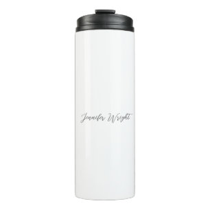 Professional minimalist handwriting grey white thermal tumbler