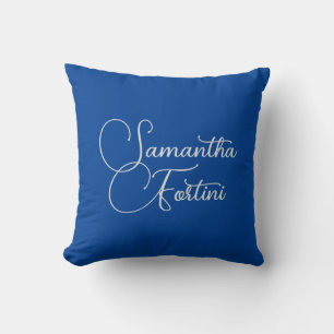 Professional minimalist handwriting name blue cushion