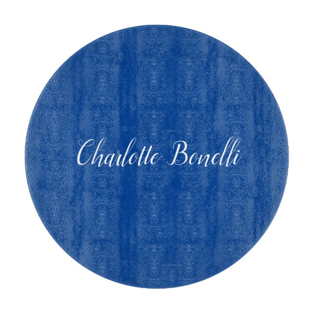 Professional Minimalist Handwriting Name Blue Cutting Board (Front)