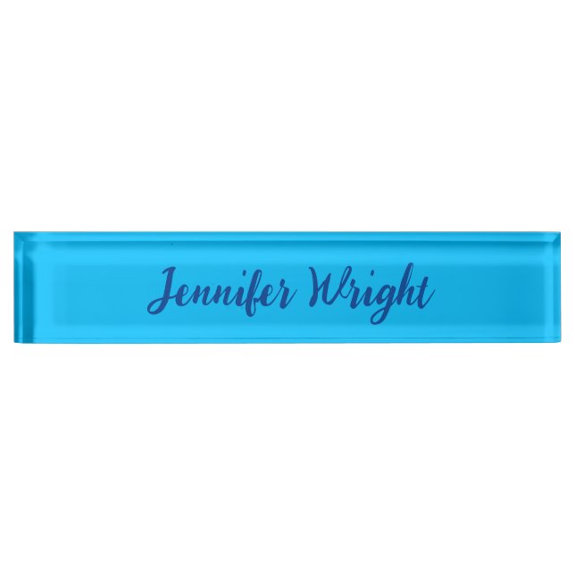Professional minimalist handwriting sky blue nameplate (Front)