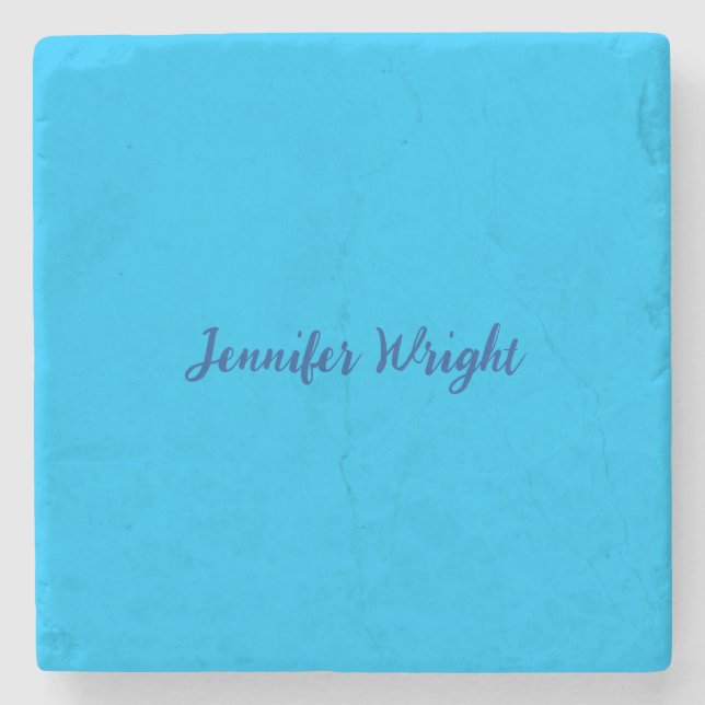 Professional minimalist handwriting sky blue stone coaster (Front)