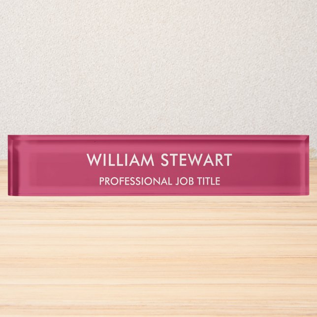 Professional Minimalist Hot Pink Employee Staff Nameplate (Creator Uploaded)