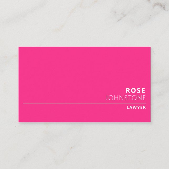 Professional Minimalist Hot Pink Profession Business Card (Front)
