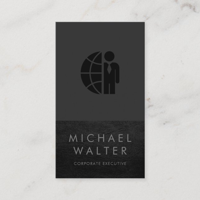 Professional Minimalist | Leather Trim Business Card (Front)