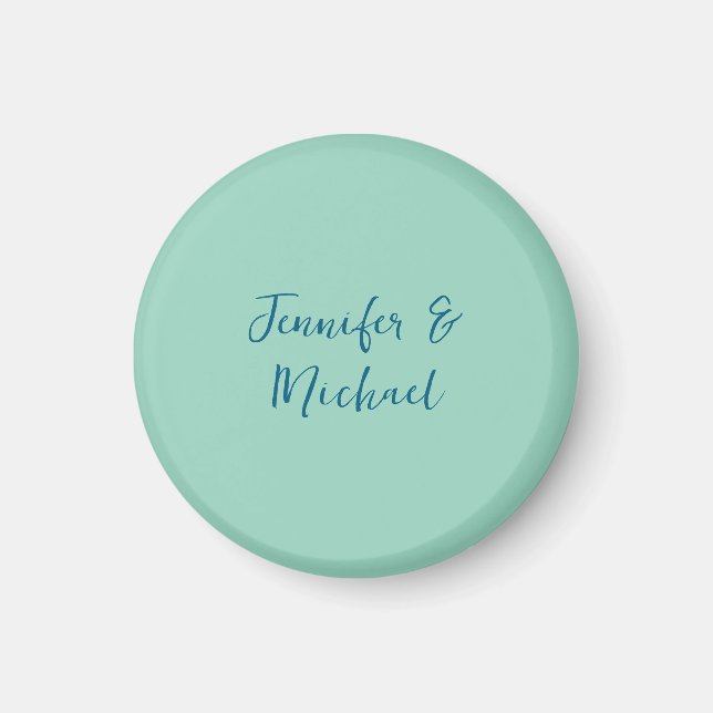 Professional minimalist light teal calligraphy magnet (Front)