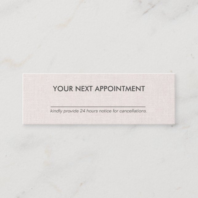Professional Minimalist Linen Mini Appointment Business Card (Front)