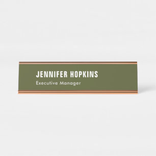 Professional minimalist modern army green desk name plate