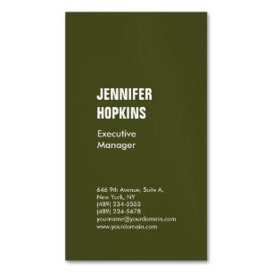 Professional minimalist modern army green magnetic business card