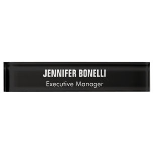 Professional minimalist modern black coloured nameplate