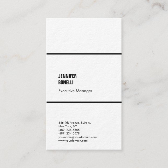 Professional minimalist modern black & white business card (Front)