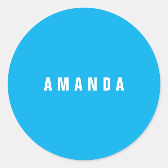 Professional minimalist modern blue add your name classic round sticker (Front)