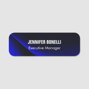 Professional minimalist modern blue add your name name tag