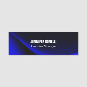 Professional minimalist modern blue add your name tag