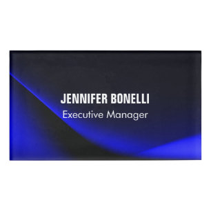 Professional minimalist modern blue add your name tag