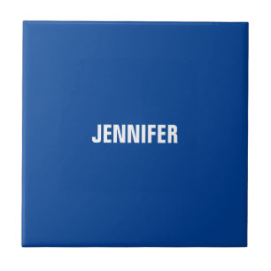 Professional minimalist modern blue add your name tile