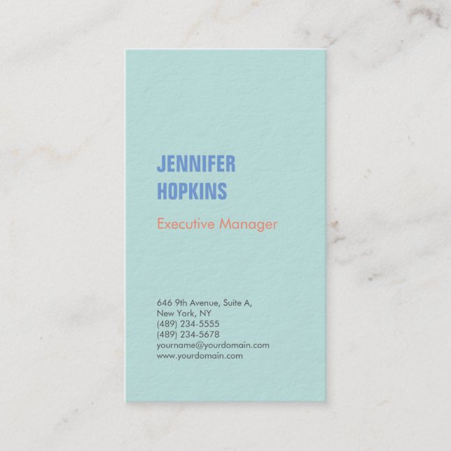 Professional minimalist modern blue business card (Front)