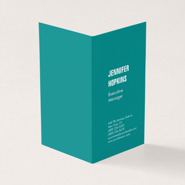 Professional minimalist modern blue green business card (Outside)
