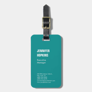 Professional minimalist modern blue green luggage tag