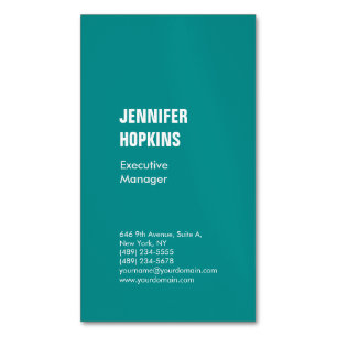 Professional minimalist modern blue green magnetic business card