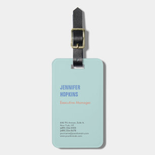 Professional minimalist modern blue luggage tag