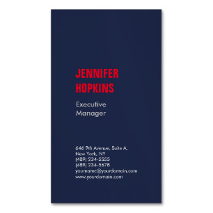 Professional minimalist modern blue red magnetic business card