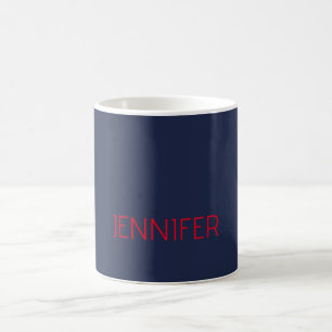 Professional minimalist modern blue red name coffee mug